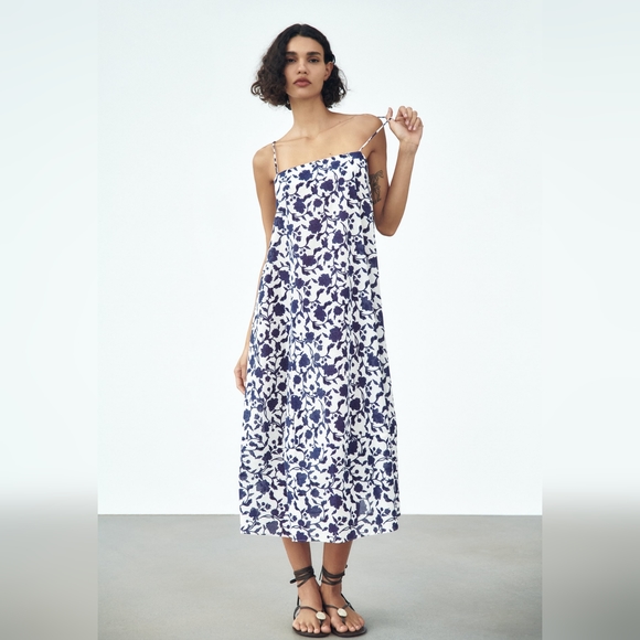 NWT Zara Floral Printed Cotton Dress - 2183/072 - Picture 1 of 11